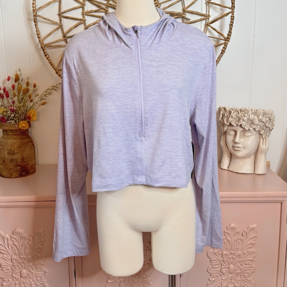 90 Degree By Reflex Lavender ‎ Half-Zip lightweight Cropped Hoodie XL